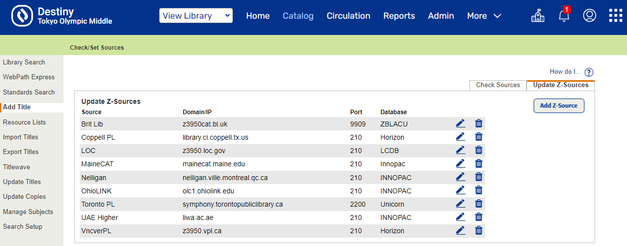 Update Z-Sources sub-tab.